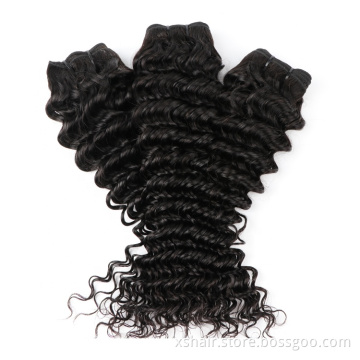 Raw Deep Wave Human Hair Bundles With Closure Hair Extensions Brazilian Virgin Hair Weave Bundles